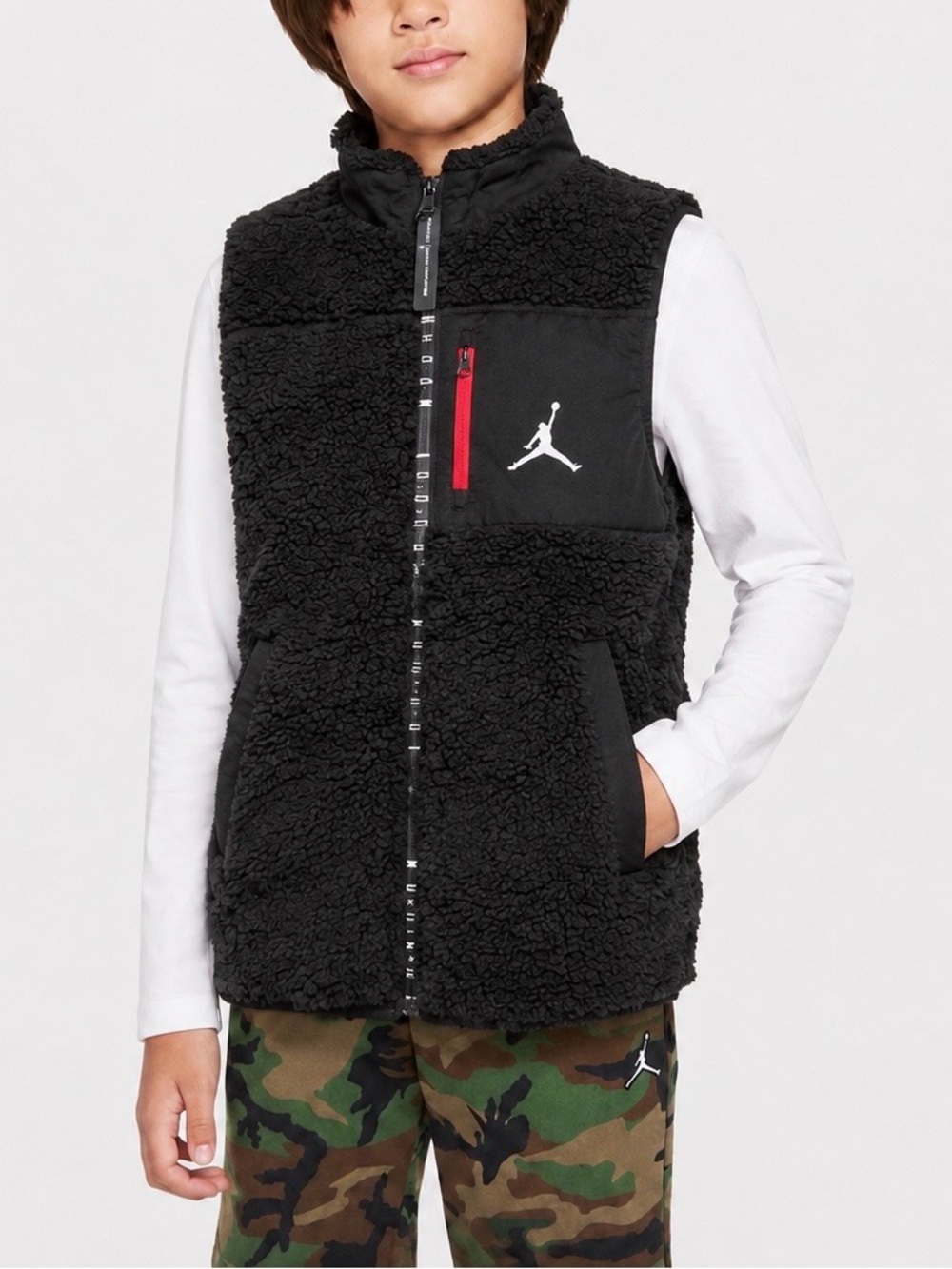 NWT Nike Air Jordan Boy’s Full-Zip Sherpa Vest Black Large (12-13yrs) 95A623-023
